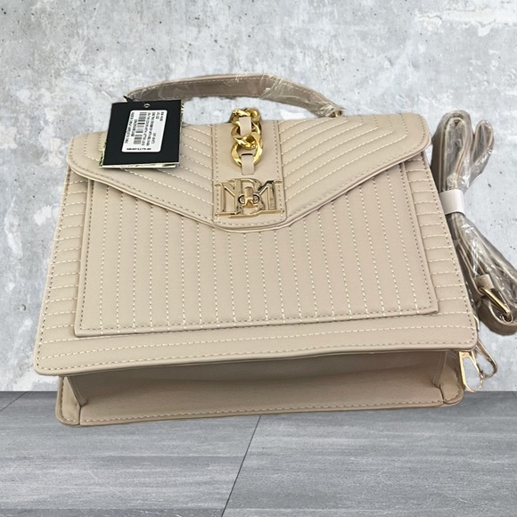 NWT BADGLEY MISCHKA BEIGE BIG DIAMOND QUILTED TOTE WITH...